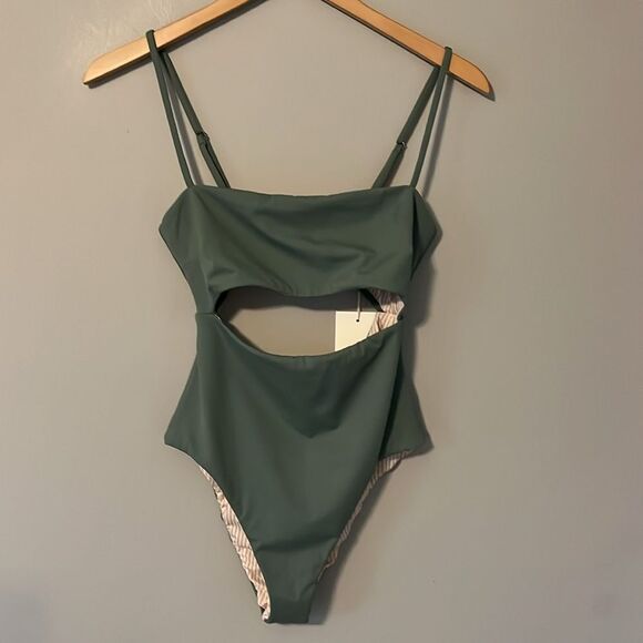 New! LOCAL THREAD Matador One Piece Swimsuit in Aloe Size Small NWT no padding - Picture 2 of 11